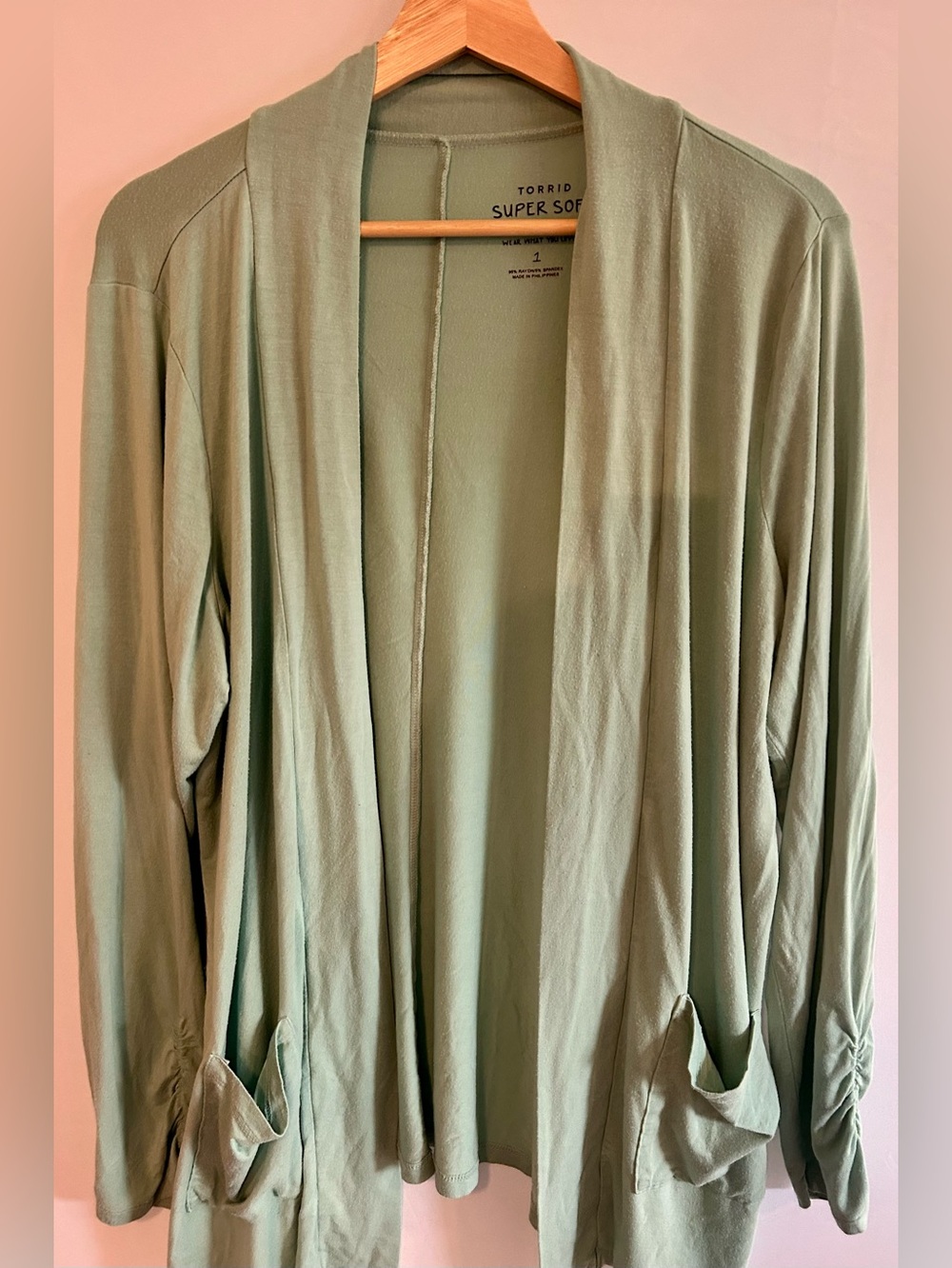 Torrid Sage Green Super Soft Open Front Cardigan -size 1